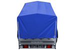 Rimorchio auto Garden Trailer 230 KIPP Unitrailer 750 kg, 230x125 cm, con ruotino di sostegno, telone alto blu e struttura alta - immagine 5