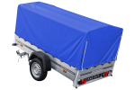 Rimorchio auto Garden Trailer 230 KIPP Unitrailer 750 kg, 230x125 cm, con ruotino di sostegno, telone alto blu e struttura alta - immagine 8